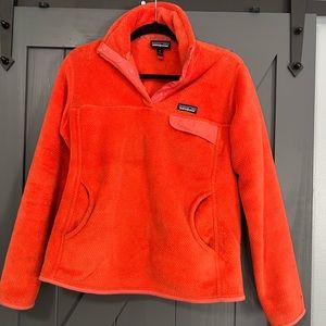 Patagonia orange fleece pullover, size M